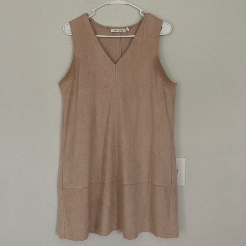 Blush Bishop and around Suede Shift Dress.